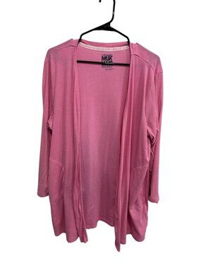 Muk Luks PXL Pink Open Front Cardigan Pockets Cozycore Neutral Aesthetic